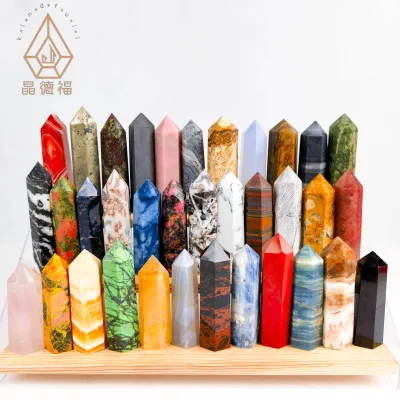 Wholesale Folk Art Natural Crystal Druzy Energy Gemstone Rose Quartz Citrine Crystal Craft Point Wand Tower for Meditation