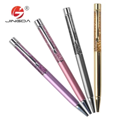 Personalized Logo Floating Ballpoint Pen 1.0mm Steel Writing Colorful Glitter Liquid Oil with Customizable Gift