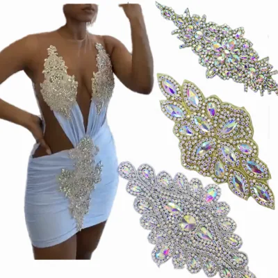 Crystal Stone Beads Iron on Applique Rhinestone Patch Bling Bling Designs