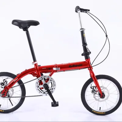 Wholesale Sanhe Horse 16" Folding City Bike Single Speed Steel Disc Brake Hybrid BMX Road Bike 100kg Load Hard Frame Ordinary
