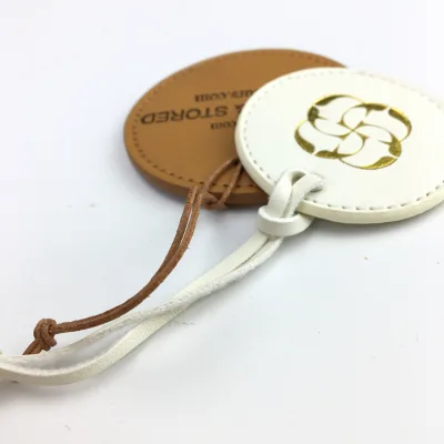 High Quality Small Debossed Leather Hang Tag for Clothes