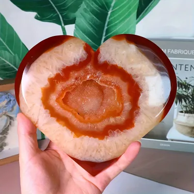 Wholesale Natural Red Agate Heart Shape Stone Crystal Crafts love Carnelian Heart Slice for Gift & Decor