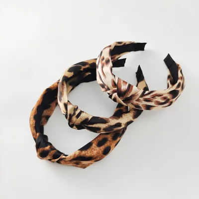Leopard Headband for Women Girls, Wide Knotted Bow Leopard Print Headband