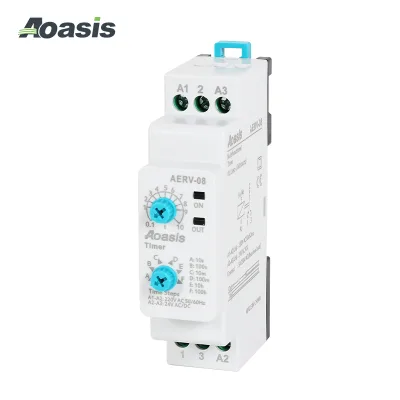 A ERV-08 Timer Delay Relay 220VAC 24V AC/DC 50/60HZ 0.1s~100h on Delay Adjustable Time Relay Used for Residential Commercial
