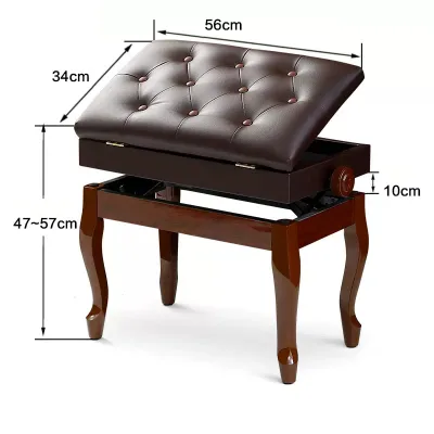 Factory Wholesale High Grade Single Lift Solid Wood Comfortable Piano Bench Piano Stool with Box