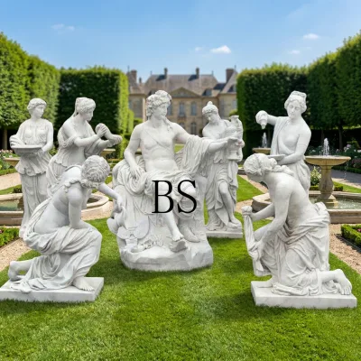 European Style White Marble Greek Figure Statue Group Hand Carved Natural Stone Apollo Sculpture for Garden Decoration