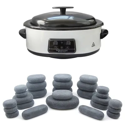 Energy 6Q Digital Display Ceramic Thermostat Heater 27-Piece Massage Stone Set for Body & Pot Heating Facial Massager