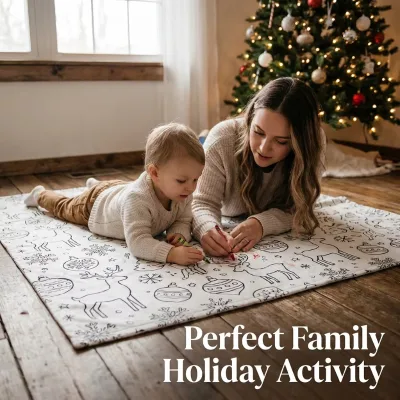 Christmas Coloring Blanket for Kids DIY Color Holiday Throw Blanket Throw with Premium Sherpa Fleece Lining Washable Markers