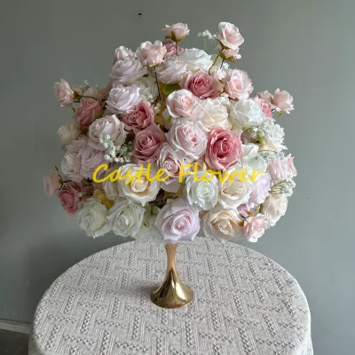 H-450 Factory  Simulation Flower Arch Wedding Decoration Dark Red Rose Flower Ball Centerpieces Wedding Backdrop Arrangement