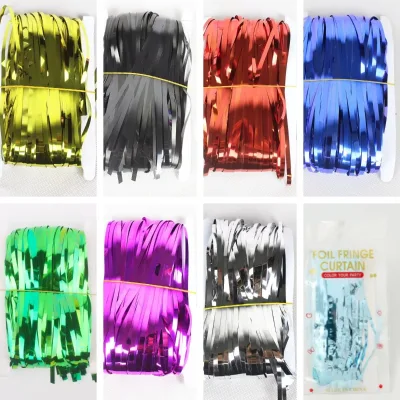 2m Rain Thread Tassel Children's Tassel Curtains Birthday Party Decoration Background Laser Color Wall Wedding Foil Curtains