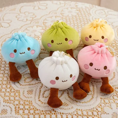Kawaii Soup Dumpling Plushie Cute Baozi Stuffed Toy Keychain Soft Food Plush Bag Pendant for Kids Gifts Backpack Decor