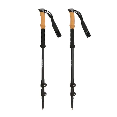 IRONDONEKY Cork Handle Telescopic Aluminum Alloy Lightweight Adjustable Walking Stick Rubber Tip for Climbing Mountaineering
