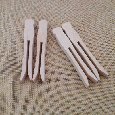 95mm Length Unfinished Dolly Flat Wood Slotted Clothes Pins for Kids DIY Crafts Project