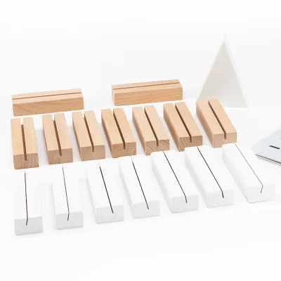 Beech White Natural Wood Place Card Wood Sign Table Number Holder Stands Name Card Holder for Wedding Party Events Decoration