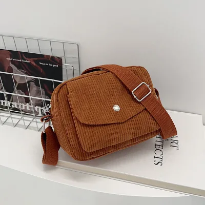 Wholesale Fashion Portable Corduroy Mini Crossbody Bag Adjustable Strap Ladies Bag Casual Street Shopping Travel Shoulder Bags