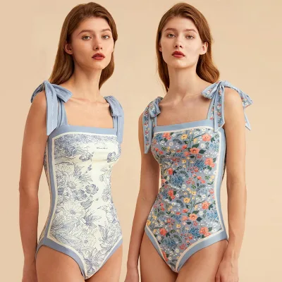 Canadian Vintage French Double Sided Print Famous Brand Luxury Swimwear Women Reversible Exotic One Piece Bathing Suits