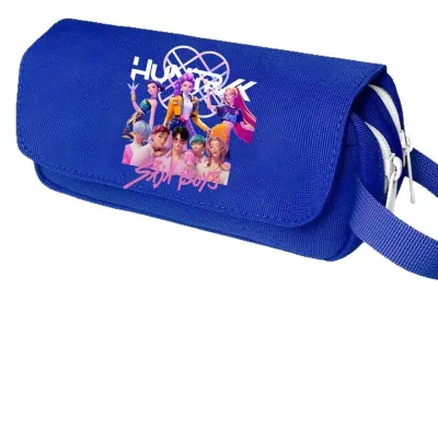 Linda 2025 best selling Printed Large Capacity Double layered Handheld Pen Bag for Primary Stationery Bag