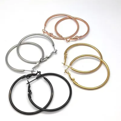 316L Stainless Steel  Large Circular Coil Earrings Versatile Spring Clasp Metal Big Circle Chunky Hoop Earrings for Women