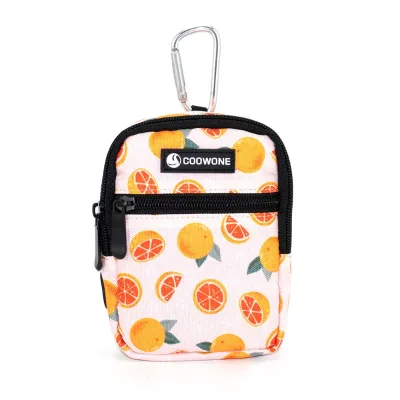 Stylish Orange Print Dog Treat Training Pouch Bag with Waist Clip Custom SAP Weight for Pet Owners