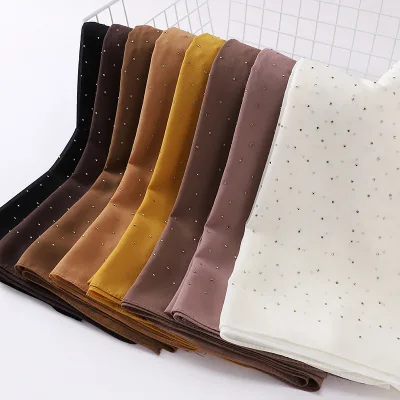 Wholesale Comfortable Light Shiny Stone Viscose Purple Chiffon Scarves Wrap Hijab Arab Bandana Stoles Scarf Shawl Veil Headbands