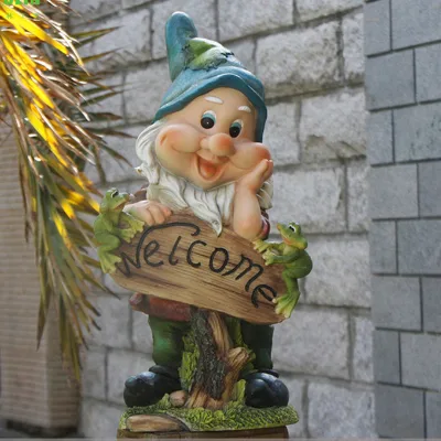 Garden Welcome Sign Garden Dwarf Figures of Polyresin