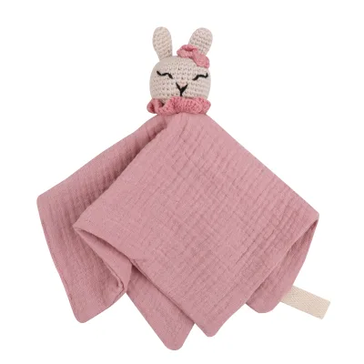 100% Organic Cotton Security Blanket Infant Lovey Soothing Blanket Baby Soothing Toys