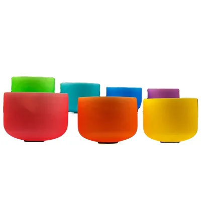Seven Color for Chakra Crystal Singing Bowls with Handle, Designs, Color, OEM, Frosted Singing Bowls 432