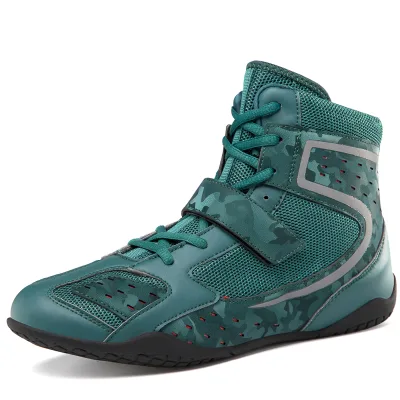Manufacturers OEM Design High-top Suede Microfiber Durable Breathable Boxingshoe Bodybuilding Mens Training Wrestling Shoes