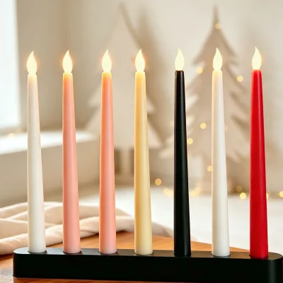 Operated LED Taper Candles 6PCS 2.1x27cm Realistic Flameless Candle Set for Christmas Xmas Wedding Holiday Table Decor