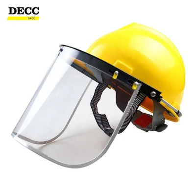 Yellow Top Aluminum Wrapped Safety Helmet Bracket, Protective Face Mask, Cutting and Polishing Garden Protective Screen