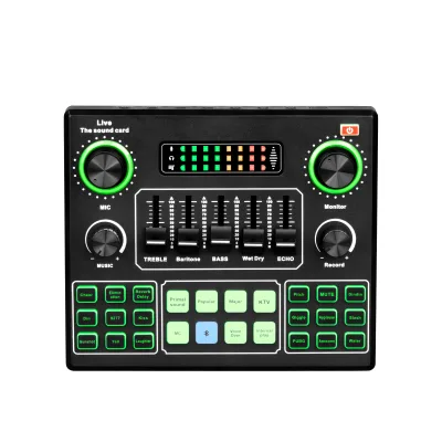 V9SJ External Audio Mixer Live Sound Card Mobile Phone Voice Changer Karaoke Broadcast Recording Home KTV