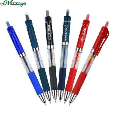 High Quality Custom 0.5mm Bullet Gel Pen Plastic UV Printed Office Student Supplies Black Cartoon Style Promotional Gift Pen