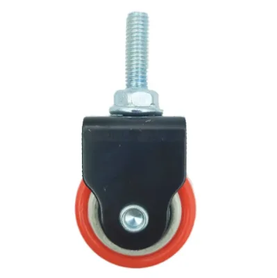 2-inch Red PU Gold Diamond M10 Screw Directional Casters, Wooden Floor Casters, Kitchen Cabinet Casters