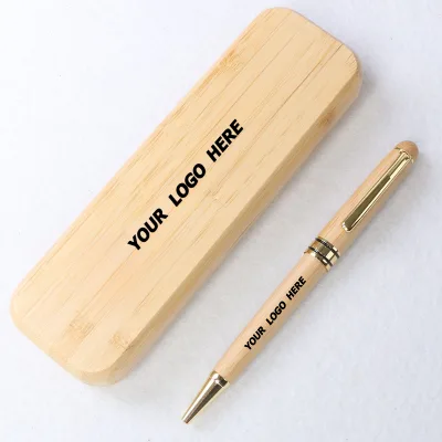 Personalized Bamboo Pen Set - Eco-Friendly Wooden Ballpoint & Fountain Pens for Corporate Gifts & Graduation, Engravable