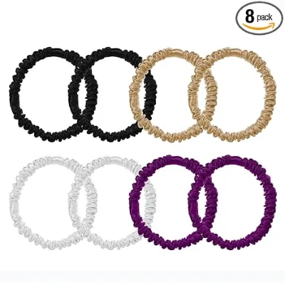 BELLEWORLD Custom Logo in Stock Hot Seller Shiny Silk Headband Scrunchies Set Black Ivory Pink Hair Ties Wholesale