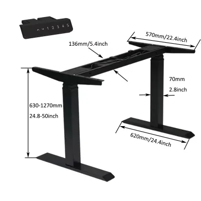 OEM ODM Modern 3 Stage Economical Silent Home Office Lifting Desk Dual Motor Automatic Standing Desk Metal