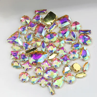 Rectangle Sew on Flat Back Acrylic Rhinestones Claw Setting Crystal Rhinestone Transfers Sew on