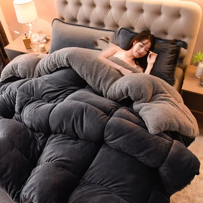 Modern Thick Winter Lamb Fleece Comforter Milk Fleece Duvet with Antibacterial Fiber Filling (Bulk/Wholesale)