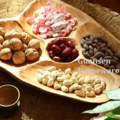 Multi-grid Wooden Fruit Plate Creative Root Carving Home Hotel Living Room Coffee Table Snacks Food Grade Root Wood Plate