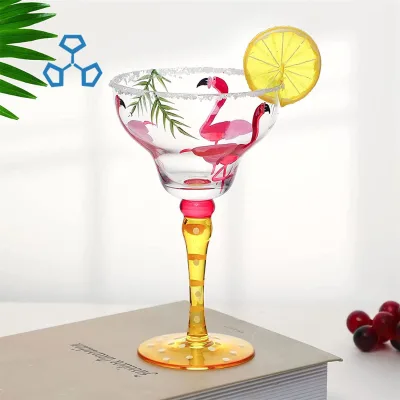 Hand Painted Margarita Glass Colorful Vintage Creative Art Deco Painted Butterfly Flamingo Cocktail Glasses