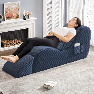 Yoga Sofa Chairs for Adults Ergonomic Chaise Sofa Lounge Chair with Lumbar Pillow Ottoman Perfect for Stretching Relaxation