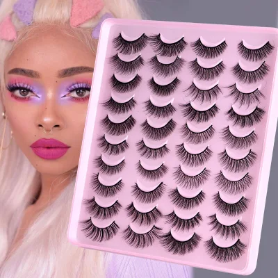 Best Selling 20Pairs Mixed Package Natural Long Black 3D Synthetic Fiber Eyelashes Fake Lashes Extension
