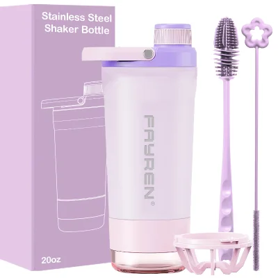 Yoga Protein Shake Tumbler Light Double Wall Stainless Steel Vacuum Insulated Nutrition Supplement Shaker Mug Integrated