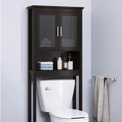 Luxury Espresso Wood Bathroom Furniture 3-Tier Toilet Storage Rack with Organizer Compact Storage Cabinet for Bathroom