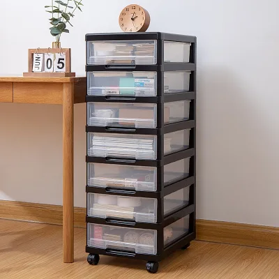 Wholesale Modern Minimalist Style Durable and Portable PP Shell with Metal Frame Tiered Plastic Storage Cabinet