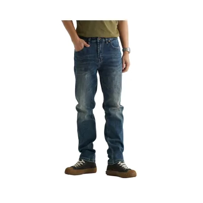OEM & ODM Service Men's Blue Boot Cut Jeans Stretch Dime Brand Workmanship Vintage Formal Bootcut Trousers Washed Techniques