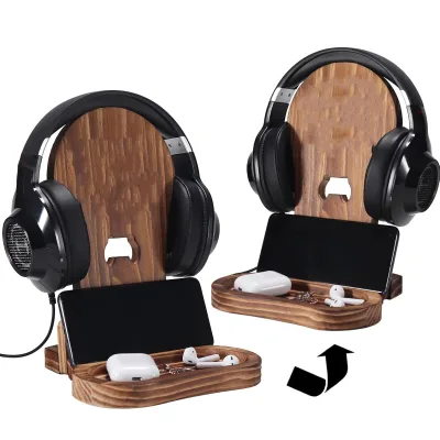 Wooden Headset Stand Leveled up to Daddy Gift for New Dad, First Fathers Day Expecting Dad