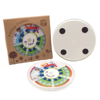 Cute Acrylic Eco-Friendly HI Taiwan Train Design Rolling Coaster Novelty Gift for Fun-Loving Ones