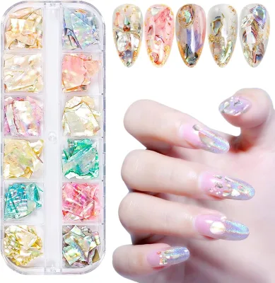 Nail Decorative 12 Color Natural Shell Sequin 3D Resin Sea Shell Sequin Nail Art Accessories