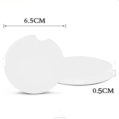 Sublimation White Round Rubber Car Cup Coasters Anti-slip Mat